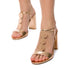 Sandali oro rosa da donna con tacco a blocco 9 cm e strass gioiello Lora Ferres, Donna, SKU w042000935, Immagine 0